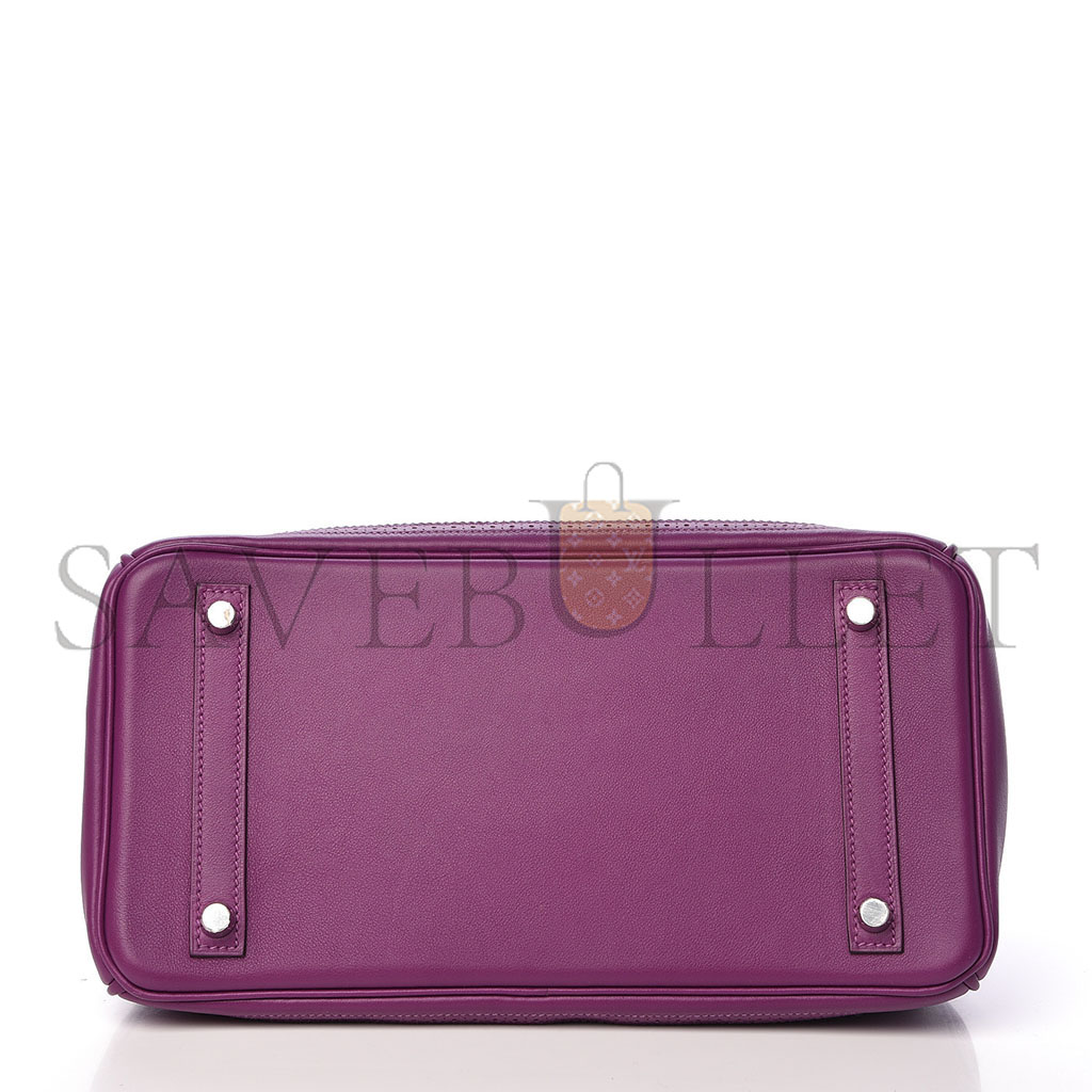 H**mes master birkin 30 lace series anemone purple silver buckle 488484 (30*22*15cm)